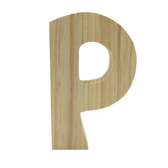 Chunky Unfinished Wood Letter P - 7 3/4 inch - Free Standing - Picture 1 of 1